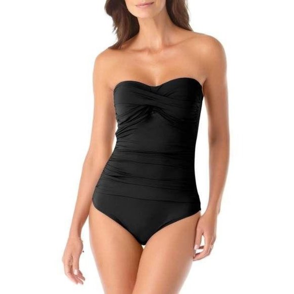 Anne Cole bandeau twist front one piece swimsuit - Picture 1 of 11